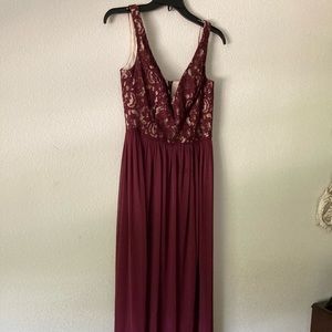 David’s Bridal Wine Bridesmaids Dress